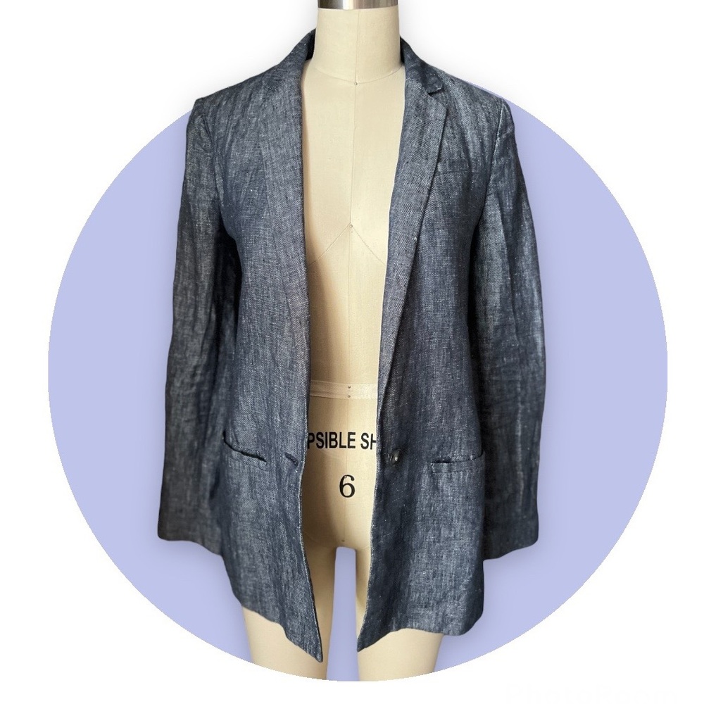 Banana Republic Chambray One Button Blazer